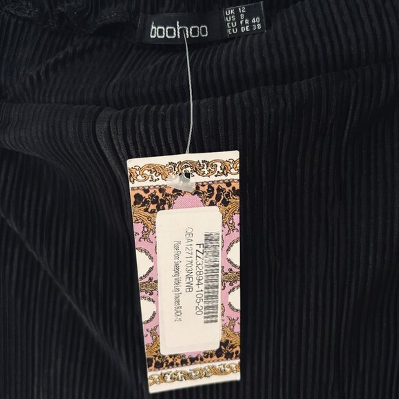 NWT! BooHoo Plisse Floor Sweeping Wide Leg Pants - Picture 9 of 10